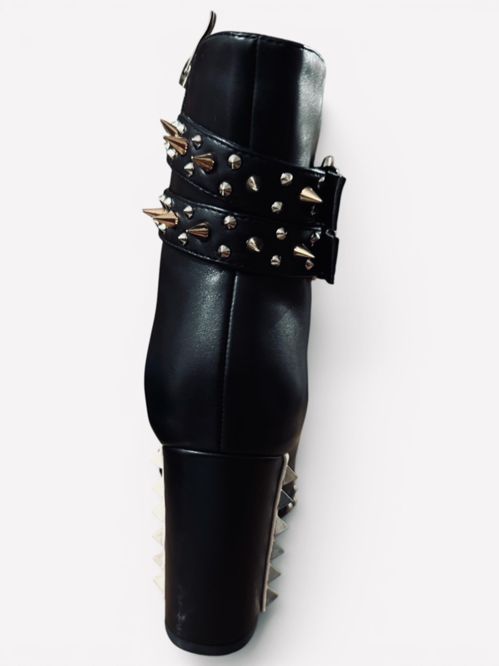 AZALEA WANG Oreo Spikes Studded Lace-Up Ankle Boots - Picture 6 of 9